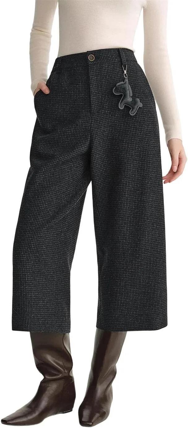 

Женские брюки Plus Size прямого кроя в серую клетку из шерстяной смеси