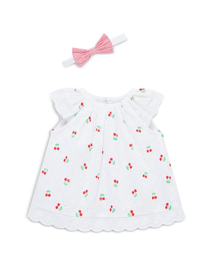 

Детский комплект для девочек: топ, шорты и повязка "Cherry Eyelet" Little Me, розовый