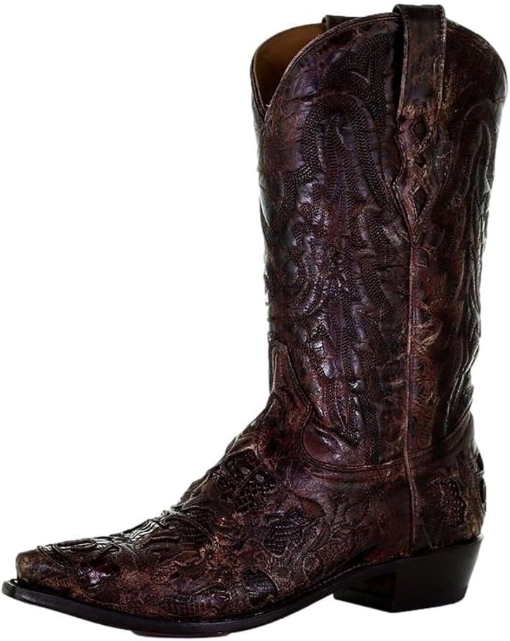 

Мужские сандалии CORRAL с черной вставкой из кожи аллигатора и вышивкой, с заостренным носком, кожаные с резиновой подошвой, вестерн, модель A4116 Corral Boots