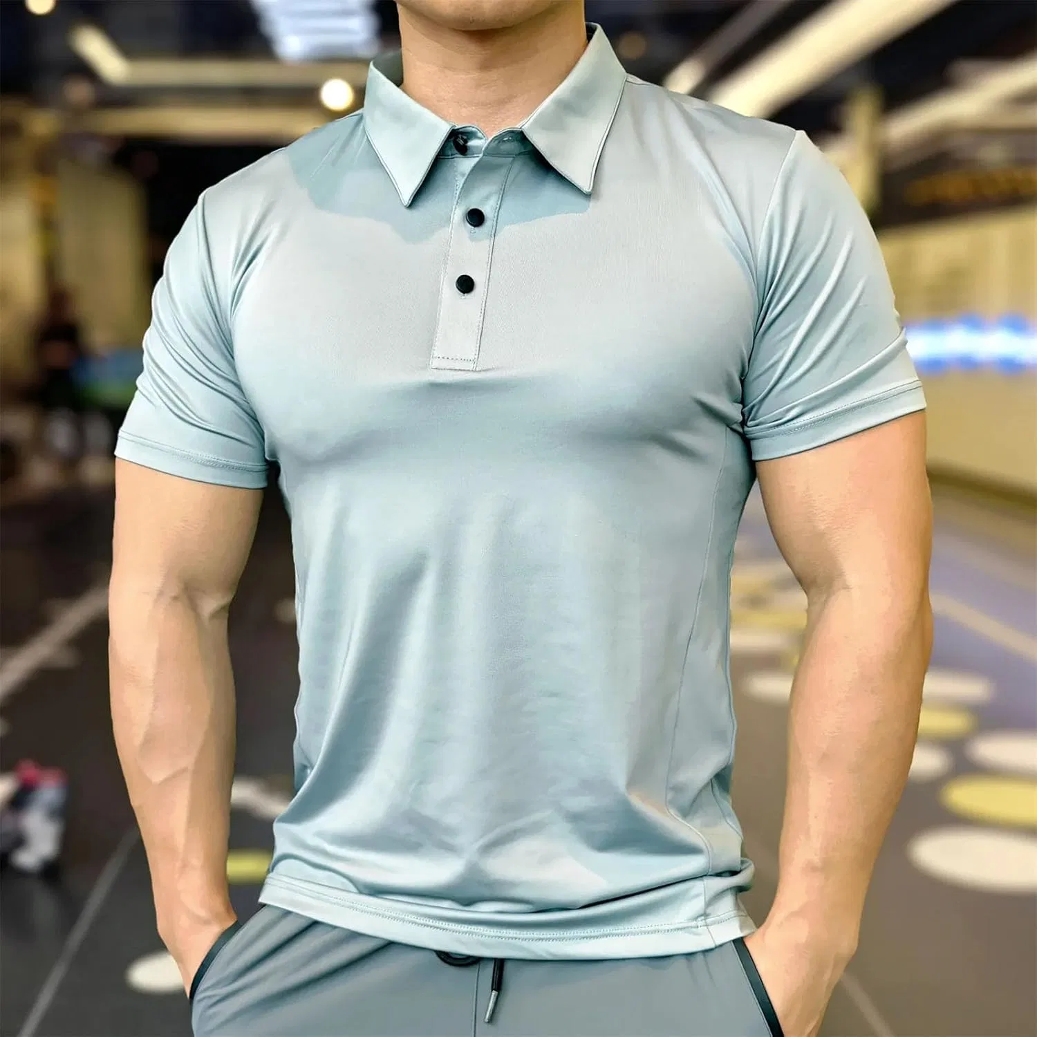 Мужская футболка Polo для бега из ледяного шелка с быстрой сушкой, свободный воротник Generic, белый — фото 2