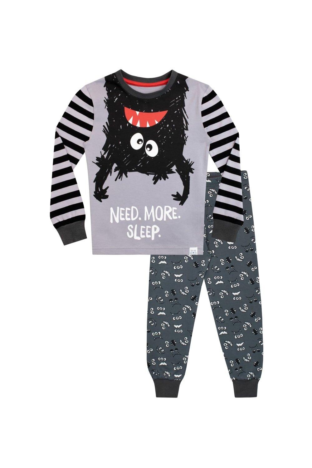 

Уютная облегающая пижама Need More Sleep Monster Harry Bear, серый