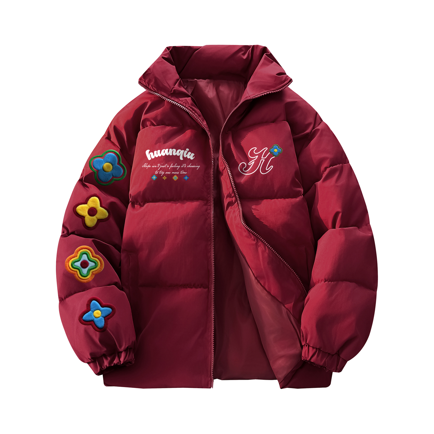 

Пуховик Unisex Stand Collar утепленный стеганый HUANQIU, maroon