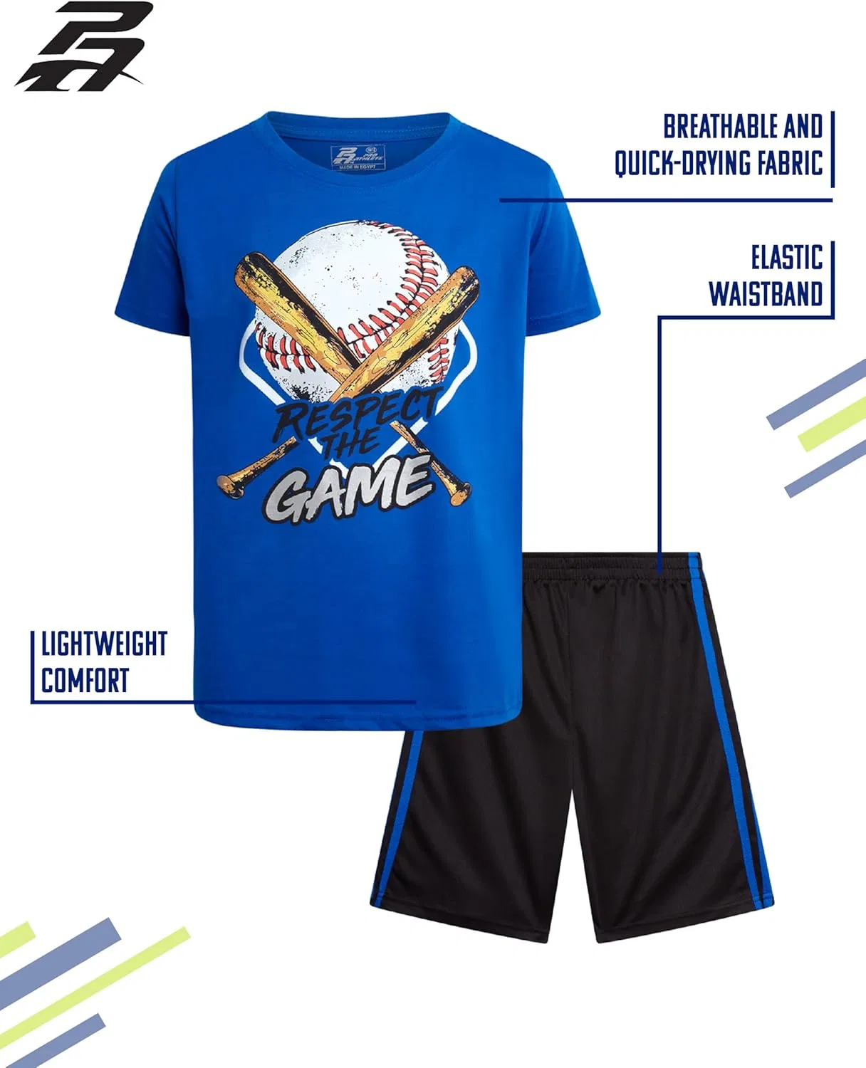 Детский спортивный комплект Pro Athlete футболка и шорты, Royal/Black Baseball — фото 2