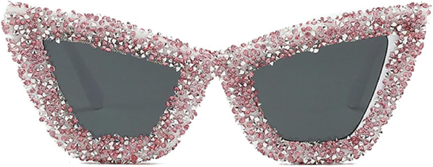 

Модные солнцезащитные очки в крупной оправе «кошачий глаз» со стразами, женские трендовые роскошные очки с бриллиантами, блестящие очки для вечеринок, защита от ультрафиолета UV400 mincl, Pink