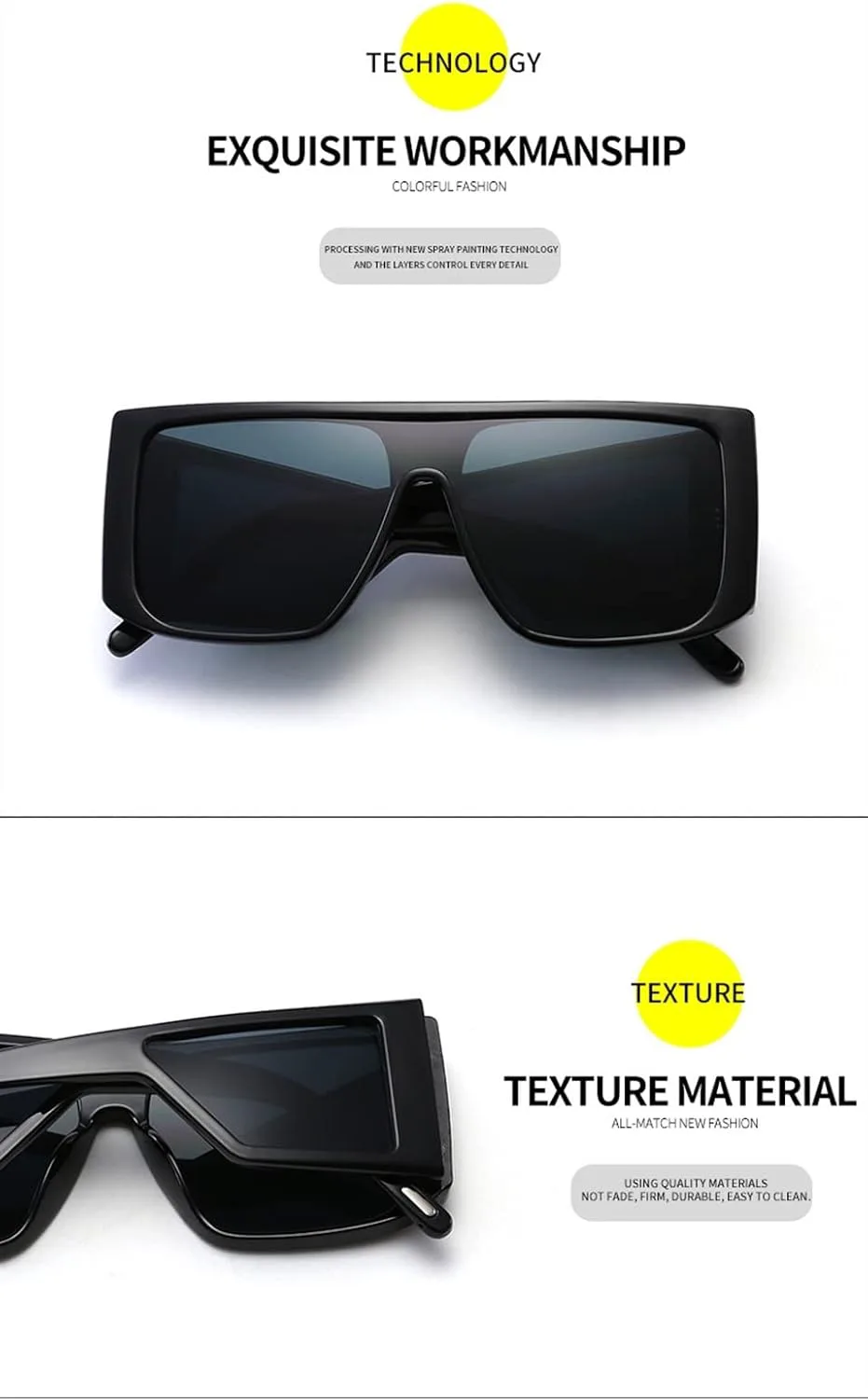 

Солнцезащитные очки квадратной формы большого размера 2026 для мужчин и женщин, для отдыха на природе, вождения (Цвет: F, Размер: Средний) MTZJH, One Color