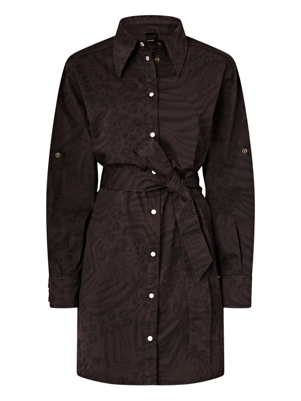 

Платье миди с анималистичным принтом и поясом Pinko, коричневый