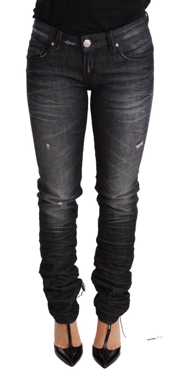 

Acht Washed Cotton Low Waist Skinny синие брюки женские джинсы