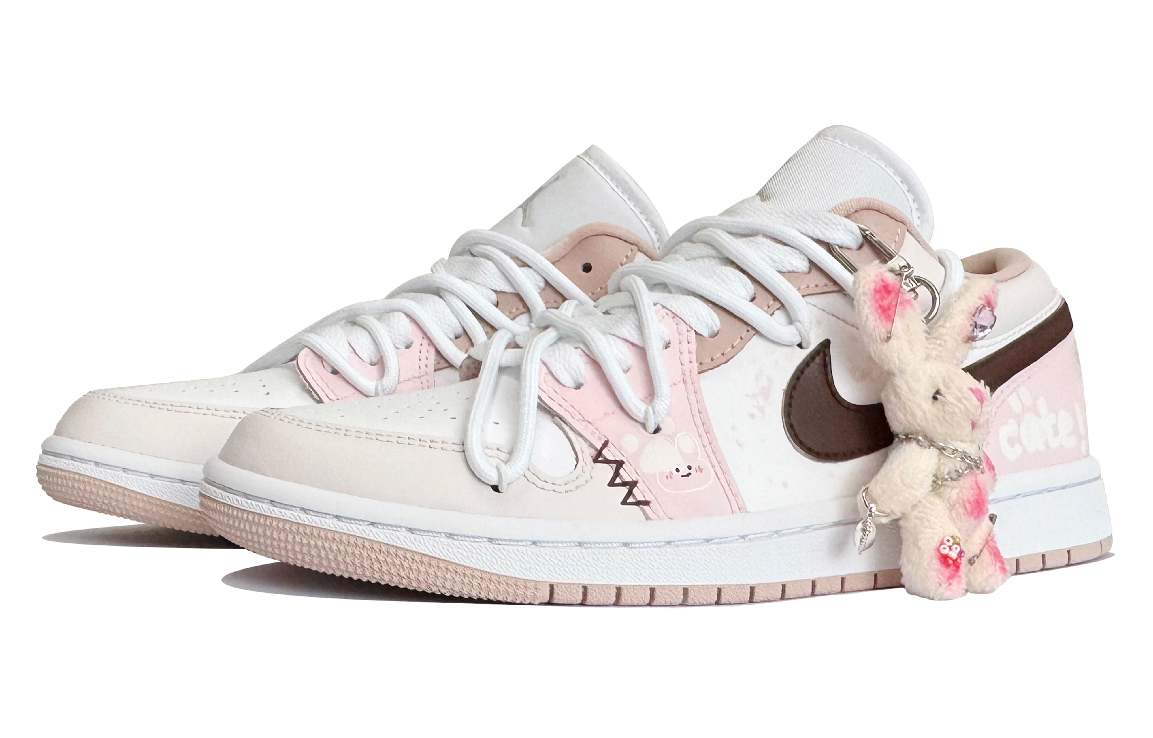 

Кроссовки Air Jordan 1 Vintage Basketball Shoes Unisex Low-top Pink/white, розовый