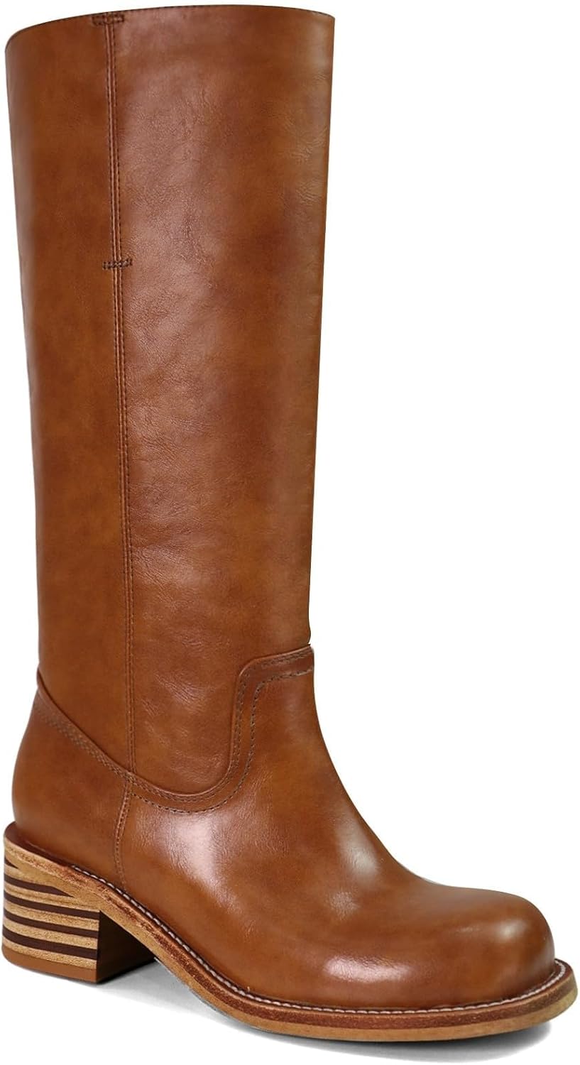 

Женские сапоги до колена с квадратным носком, массивным широким каблуком, высокой голенью, модные сапоги на каждый день, удобные сапоги на низком каблуке Baxtayel, Multicolor 05