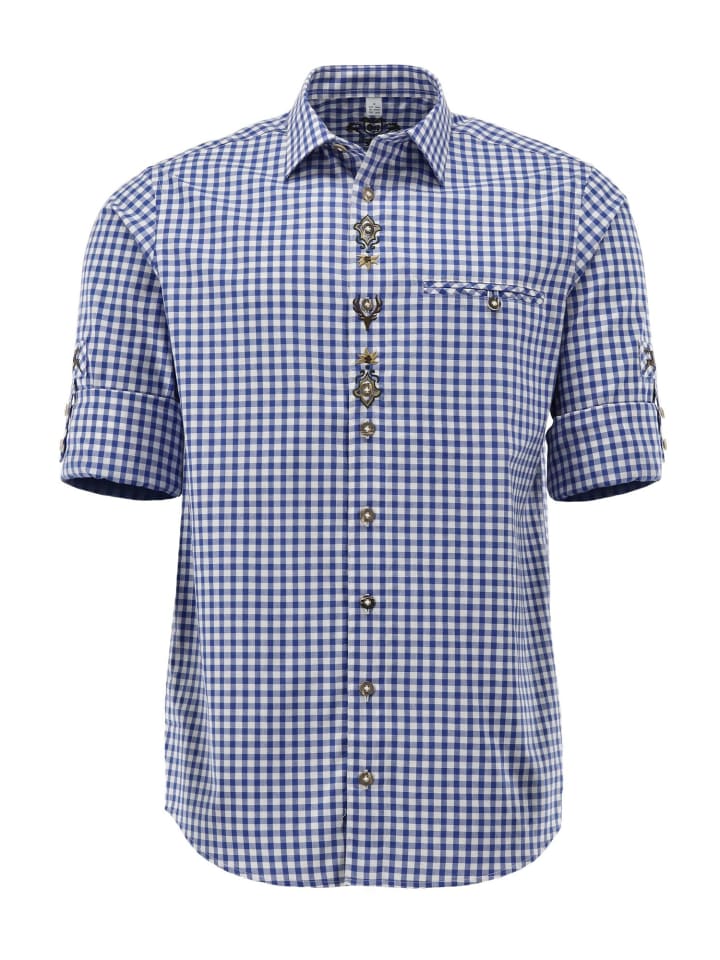 

Традиционная рубашка Ринави средне-синего цвета OS-Trachten