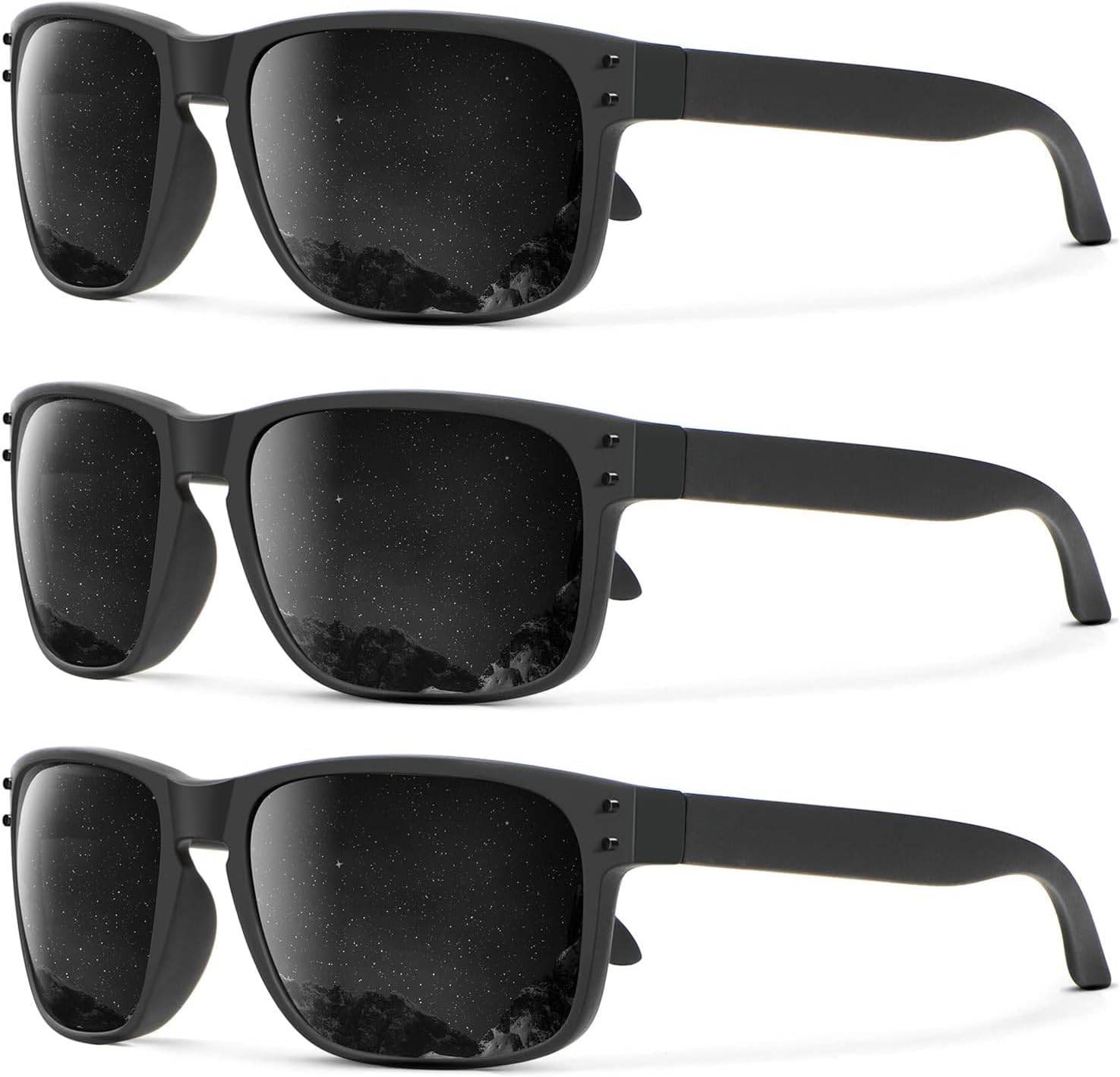 

Поляризованные солнцезащитные очки KALIYADI для мужчин и женщин в винтажном стиле, подходят для рыбалки, бега, вождения и защиты от УФ-излучения, (3 Pack) Grey & Black Rivet