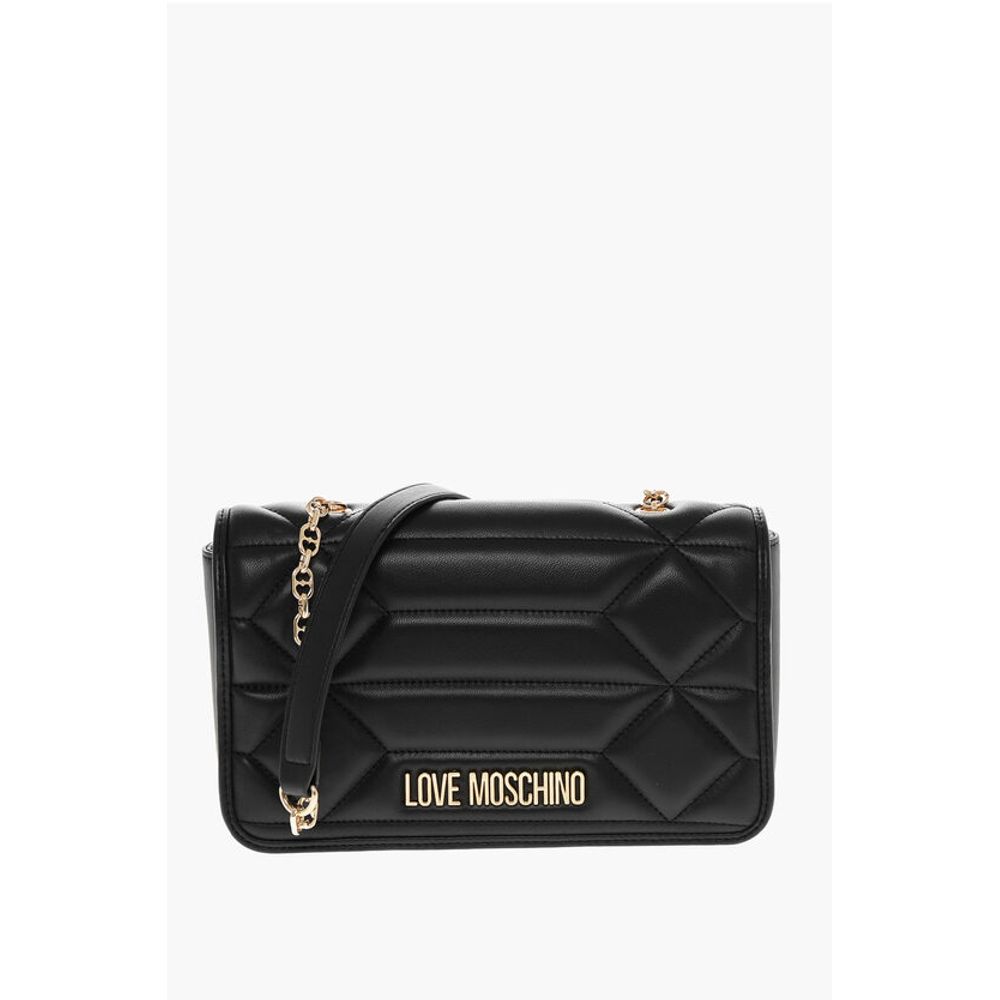 

Кожаная сумка через плечо LOVE с золотистым логотипом Moschino, Black