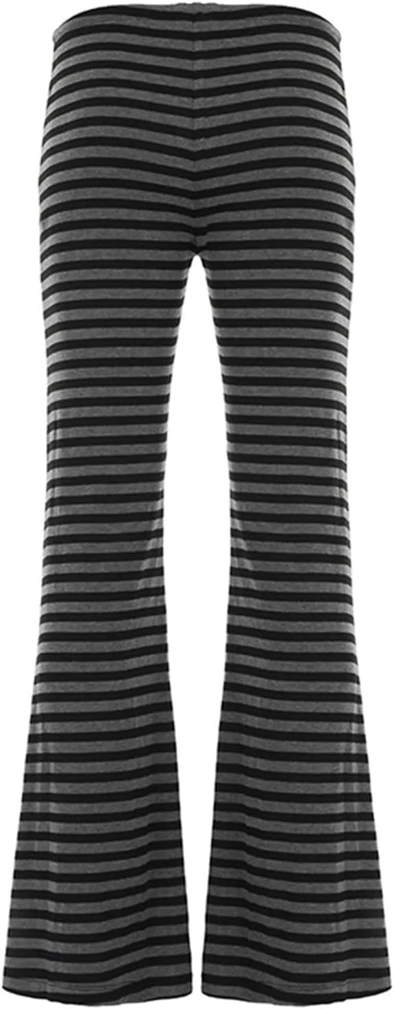 Женские расклешенные брюки Bell Bottoms с широкими штанинами и высокой посадкой, эластичные модные Y2K штаны для отдыха, тренировок и йоги Generic, черный — фото 4