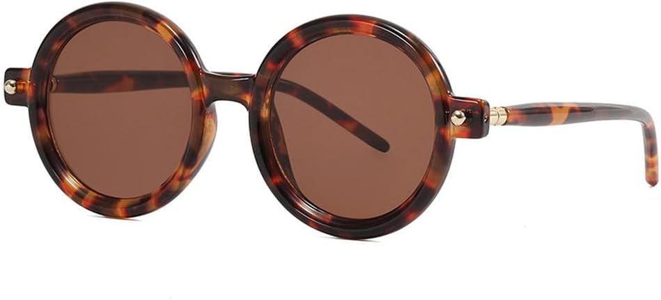 

Модные ретро-солнцезащитные очки большого размера круглой формы для женщин и мужчин, качественная оправа, винтажные солнцезащитные очки, трендовый оттенок TKKTLLT, Leopard Tea