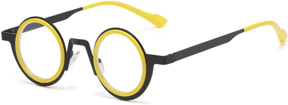 

Ретро маленькие круглые солнцезащитные очки в стиле панк с металлическим покрытием для женщин и мужчин, защита от УФ-излучения UV400, прозрачные линзы, двухцветная оправа TVTBBVV, Black Yellow Clear