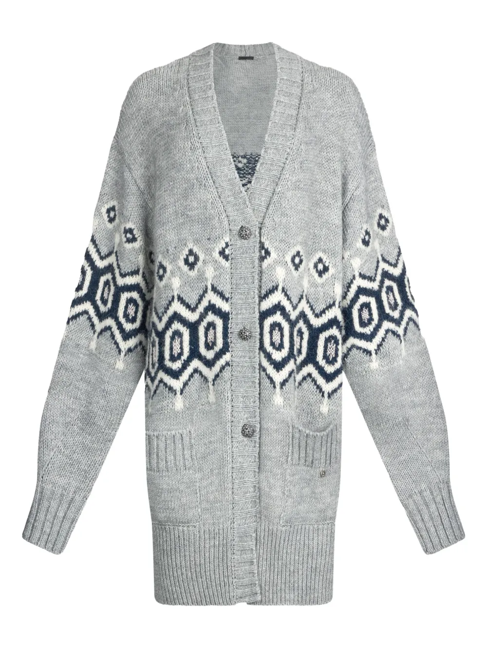 

Жаккардовое пальто-кардиган с объемными рукавами LIU JO, серый