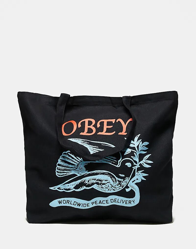 

Сумка-тоут с принтом «голубь мира» черного цвета Obey