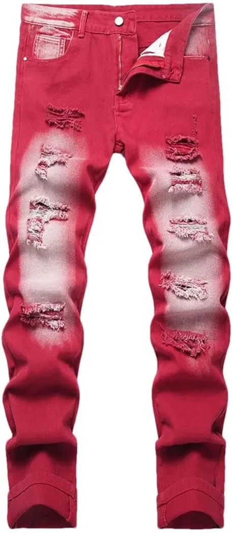 Джинсы прямые Slim Fit, красный