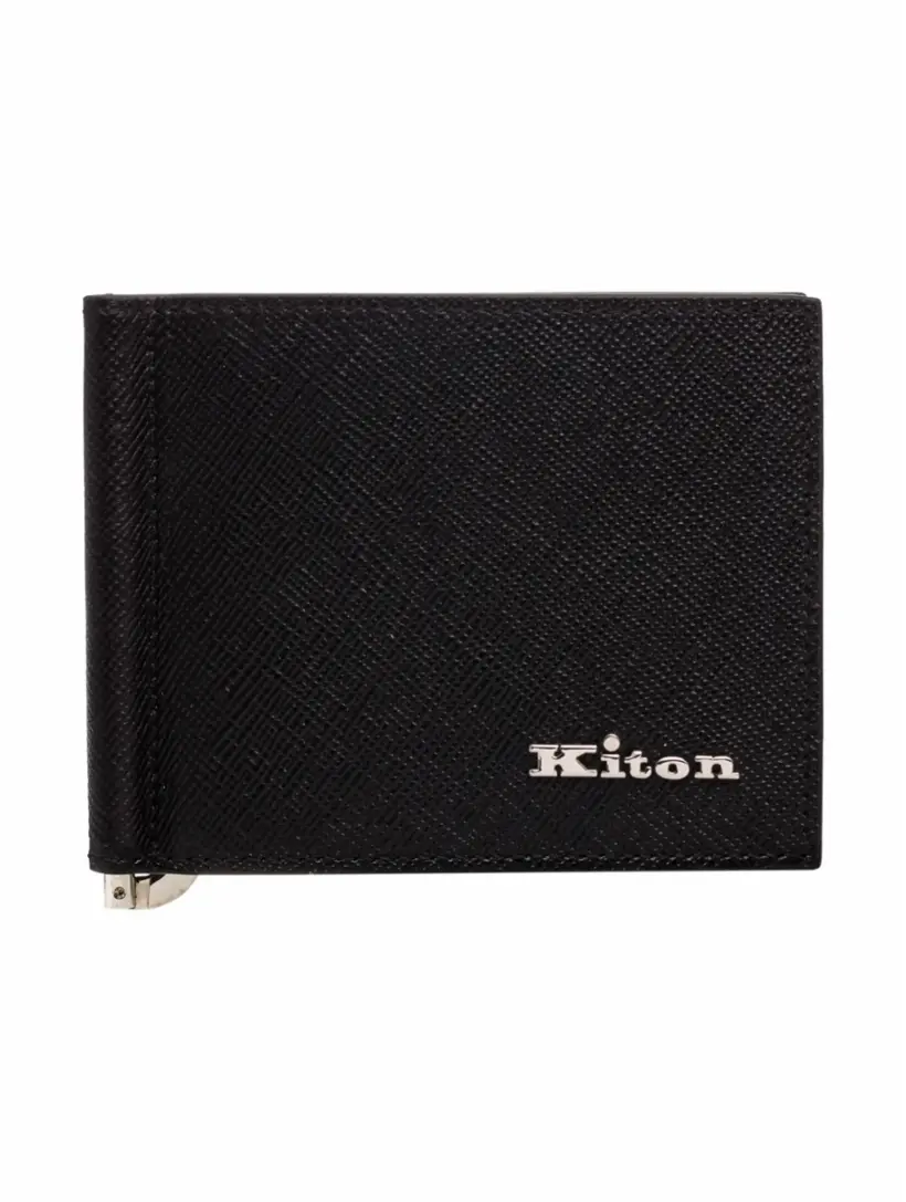 

Кожаная визитница с логотипом Kiton, черный