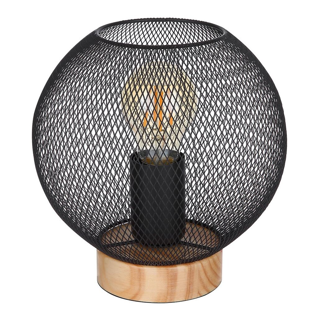 

Настольная лампа, дерево, имитация сетки, винтаж, E27, H 20см etc-shop, черный