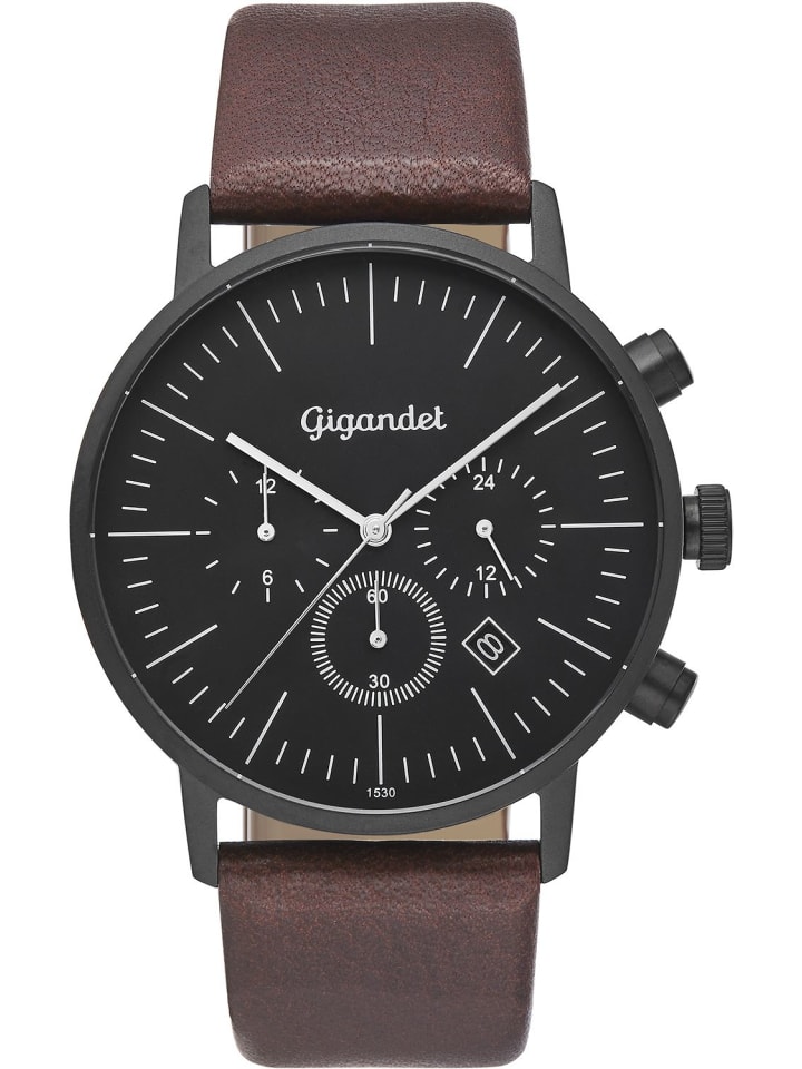 

Gigandet Кварцевые часы с двойным временем "MINIMALISM III" в коричнево-черном цвете