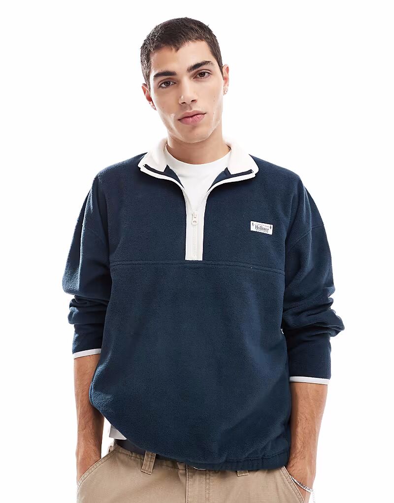 

Толстовка Hollister с молнией на половину длины, темно-синего цвета