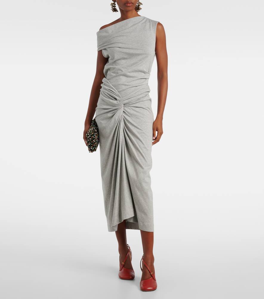 Топ из драпированного хлопкового джерси Dries Van Noten, Grey Melange — фото 2