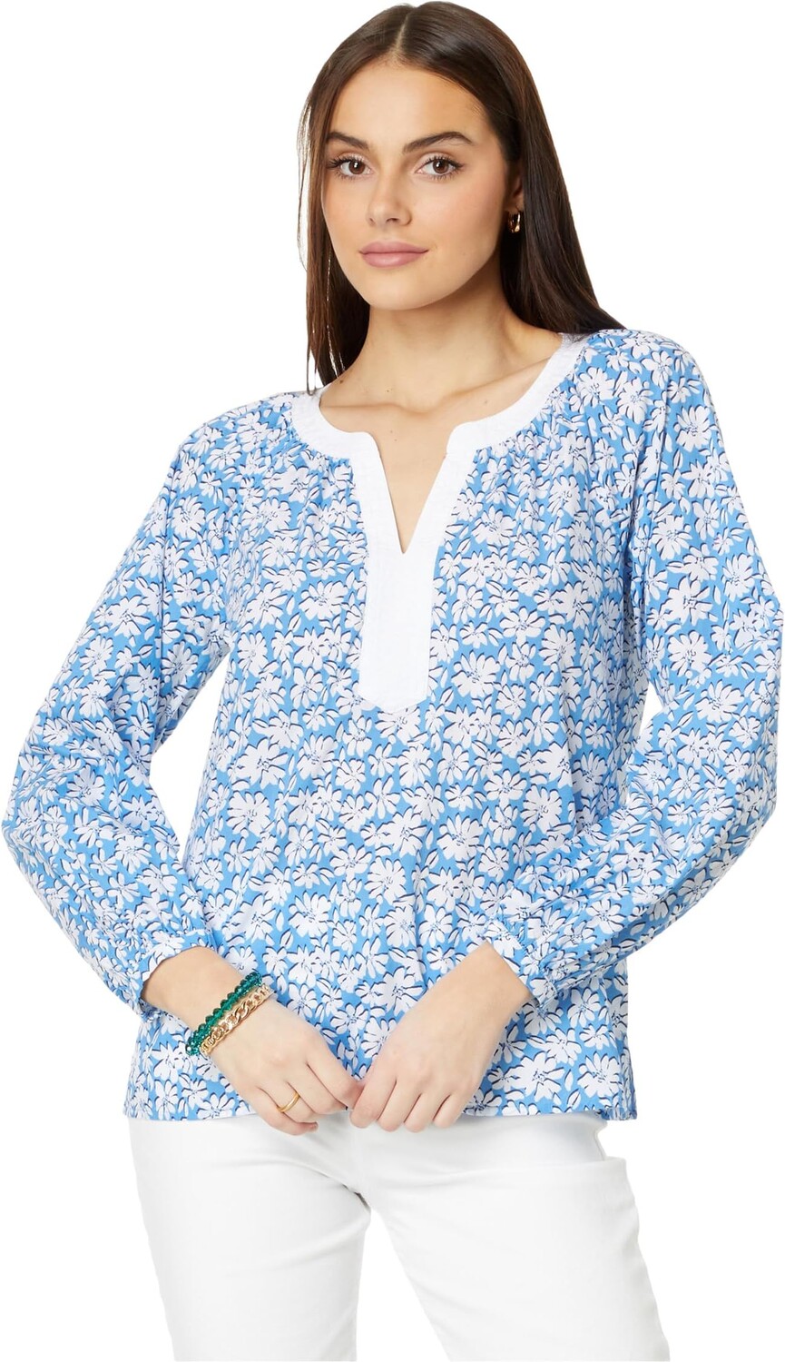 

Топ Lilly Pulitzer Camryn Tunic, цвет Lunar Blue Palm Beach Petals