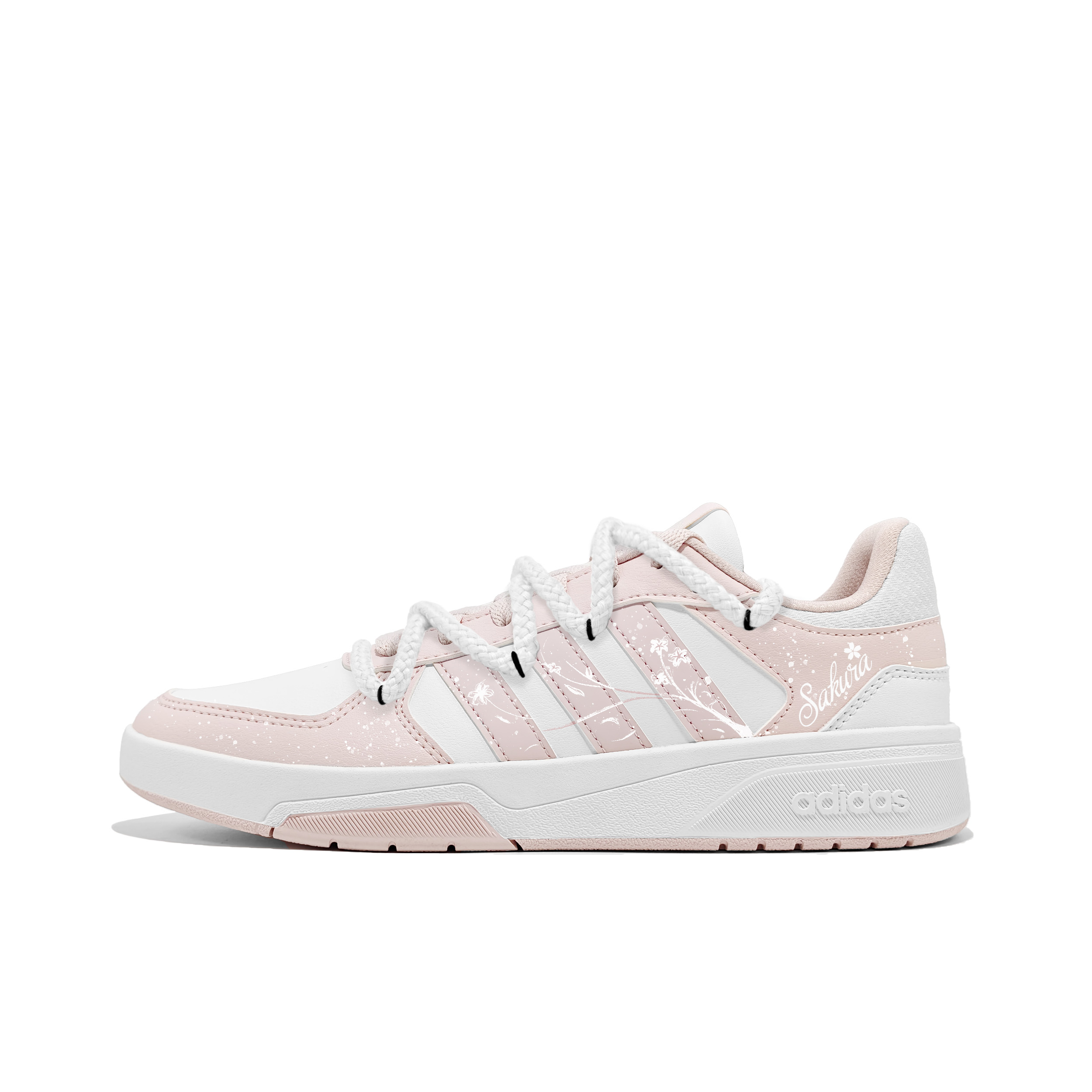 Adidas COURTBEAT Cherry Blossom Charm, синтетическая кожа, противоскользящая поверхность, амортизация, износостойкость, низкие кеды — фото 3