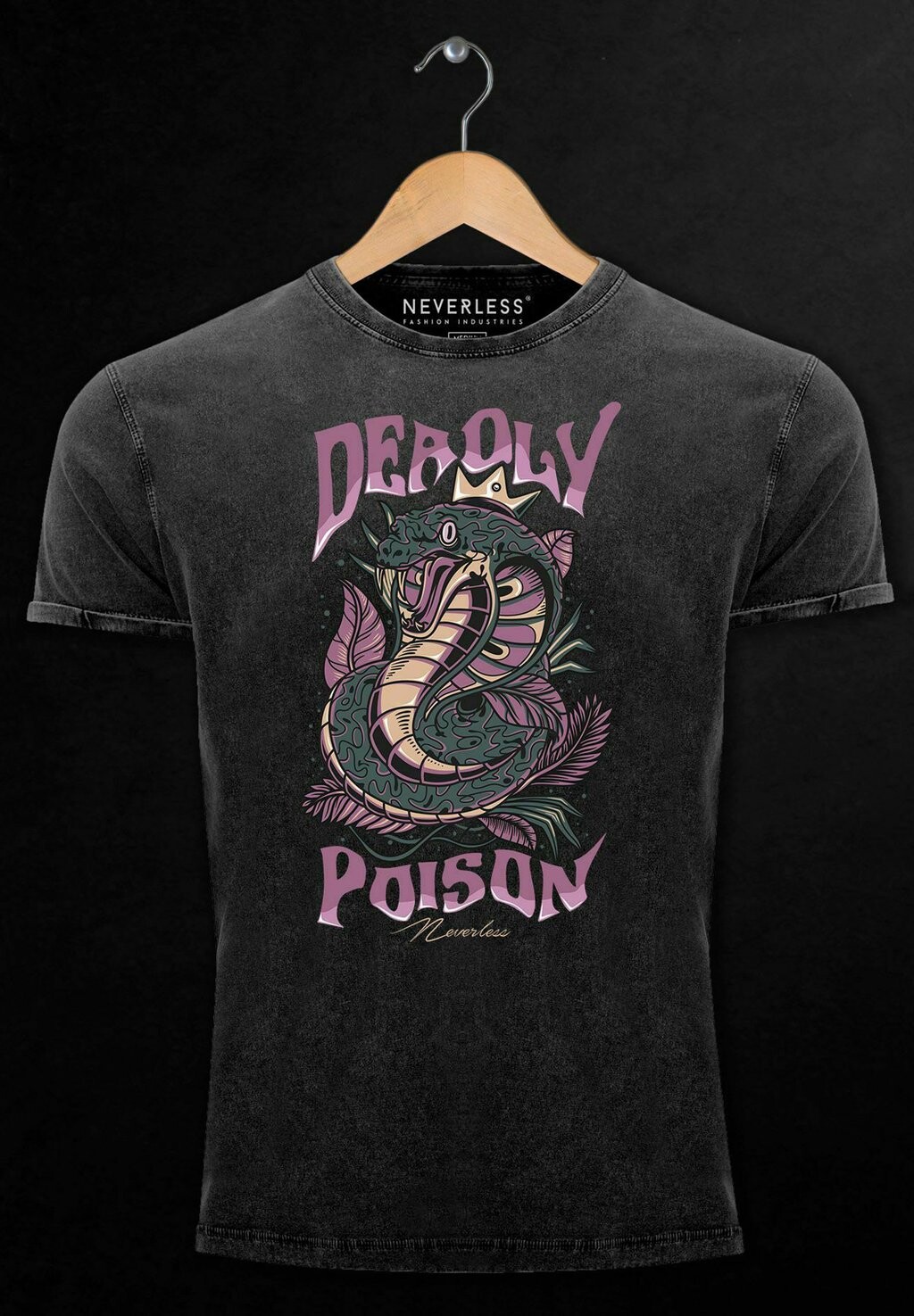 

Футболка с принтом DEADLY POISON KOBRA MOTIV VINTAGE Neverless, черный
