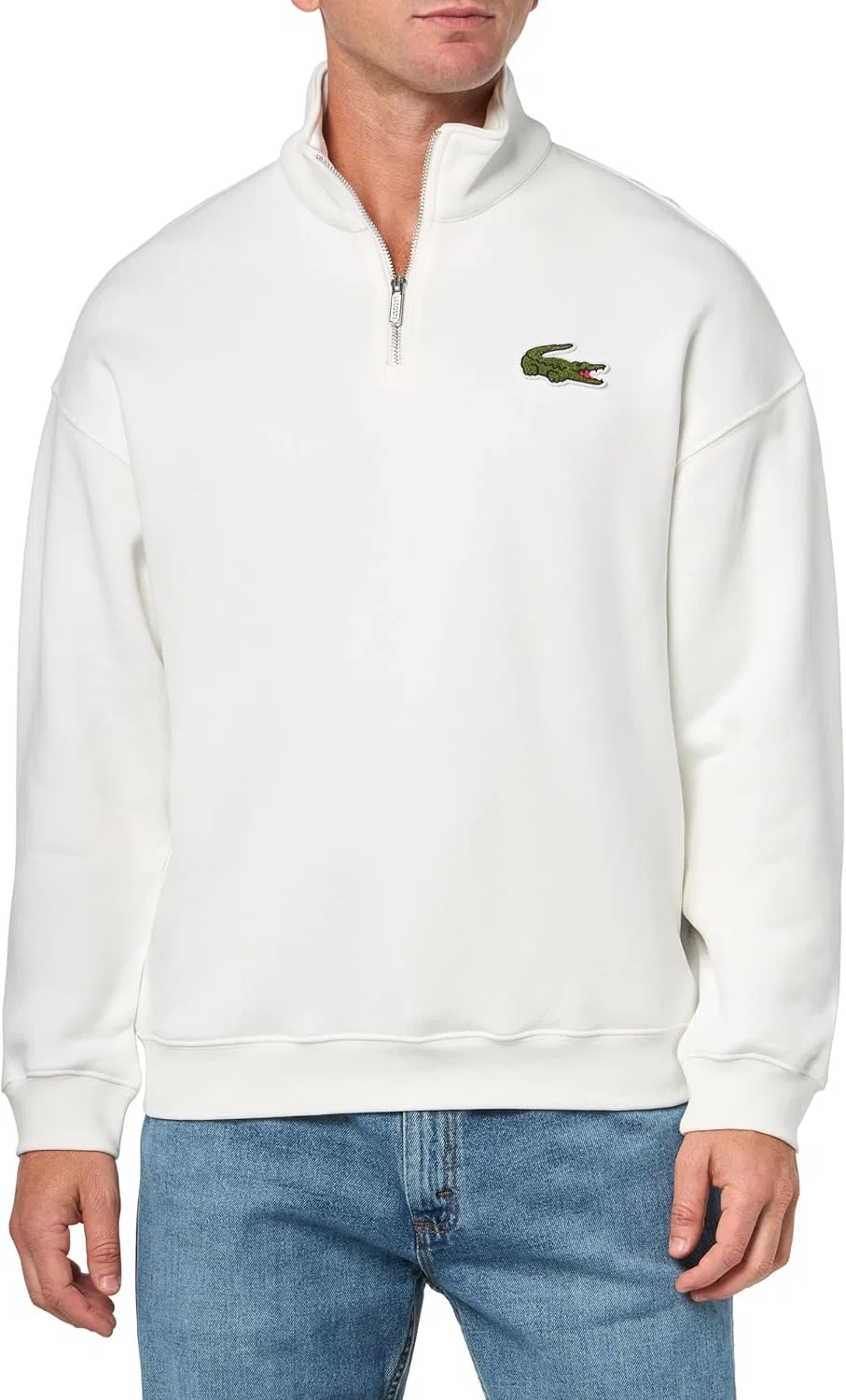 Мужская толстовка Lacoste свободного кроя с застежкой-молнией на воротнике и нашивкой