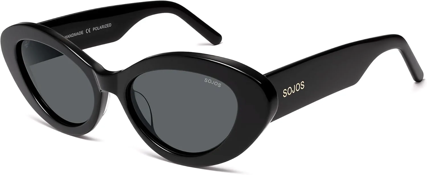 

Солнцезащитные очки SOJOS Retro Cat Eye из ацетата, мужские и женские, поляризованные, винтажные, легкие, с защитой от УФ-излучения UV400, Afterglow, Black/Grey