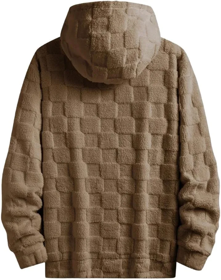 

Мужской утолщенный худи в клетку модный крой для повседневных прогулок спорта и путешествий