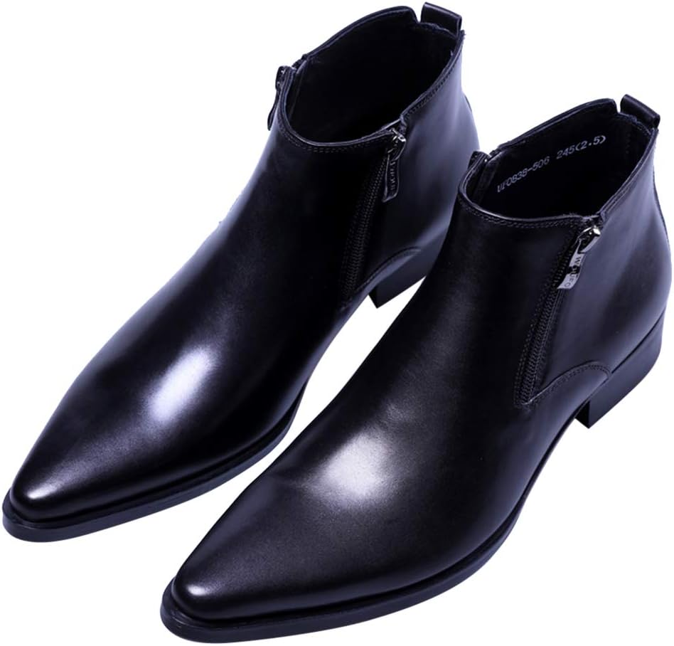 

Мужские повседневные ботинки Santimon с острым носком, на молнии, из натуральной кожи, черный