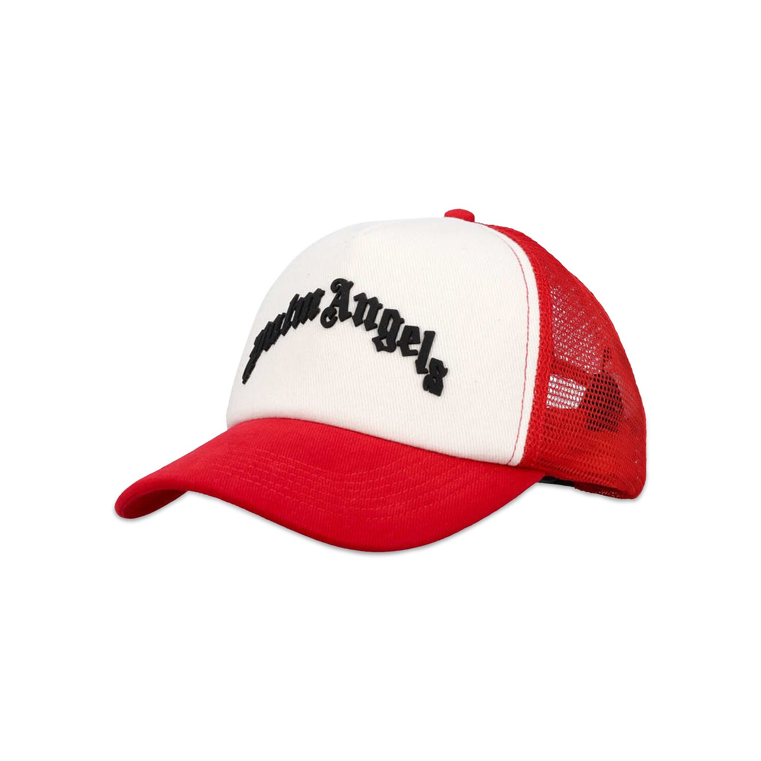 

Кепка из сетки с изогнутым логотипом Palm Angels, цвет: красный/черный