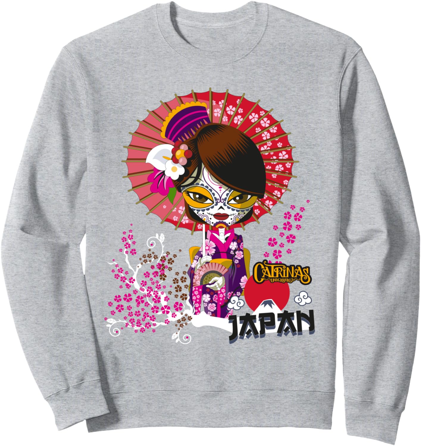 

Подземный мир Катрины - красочная толстовка с дизайном ко Дню мертвых Catrinas, серый