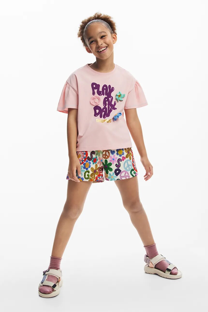 

Футболка из хлопка для детей Desigual, розовый