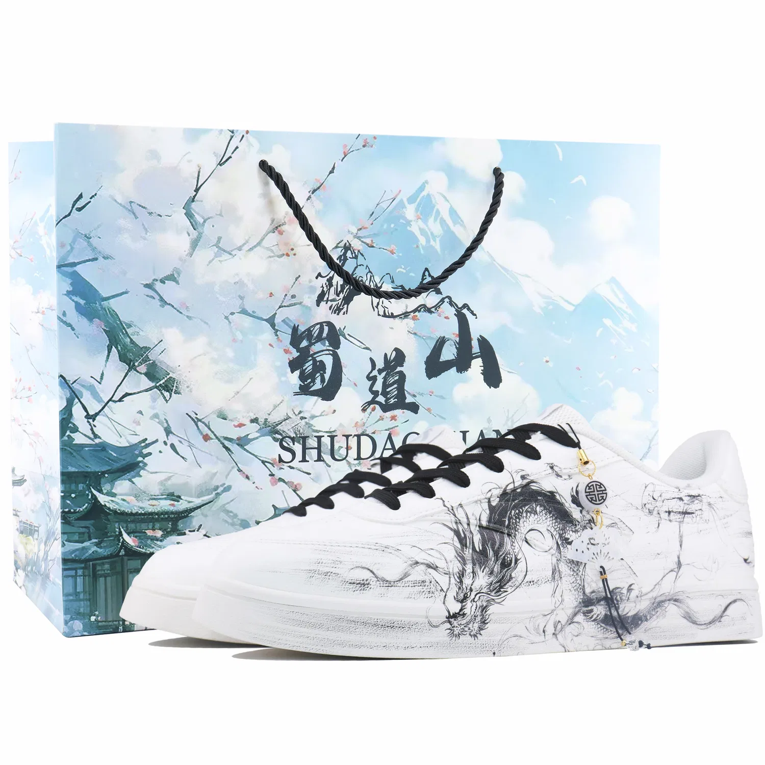 Кроссовки с драконом ANTA Ivory White