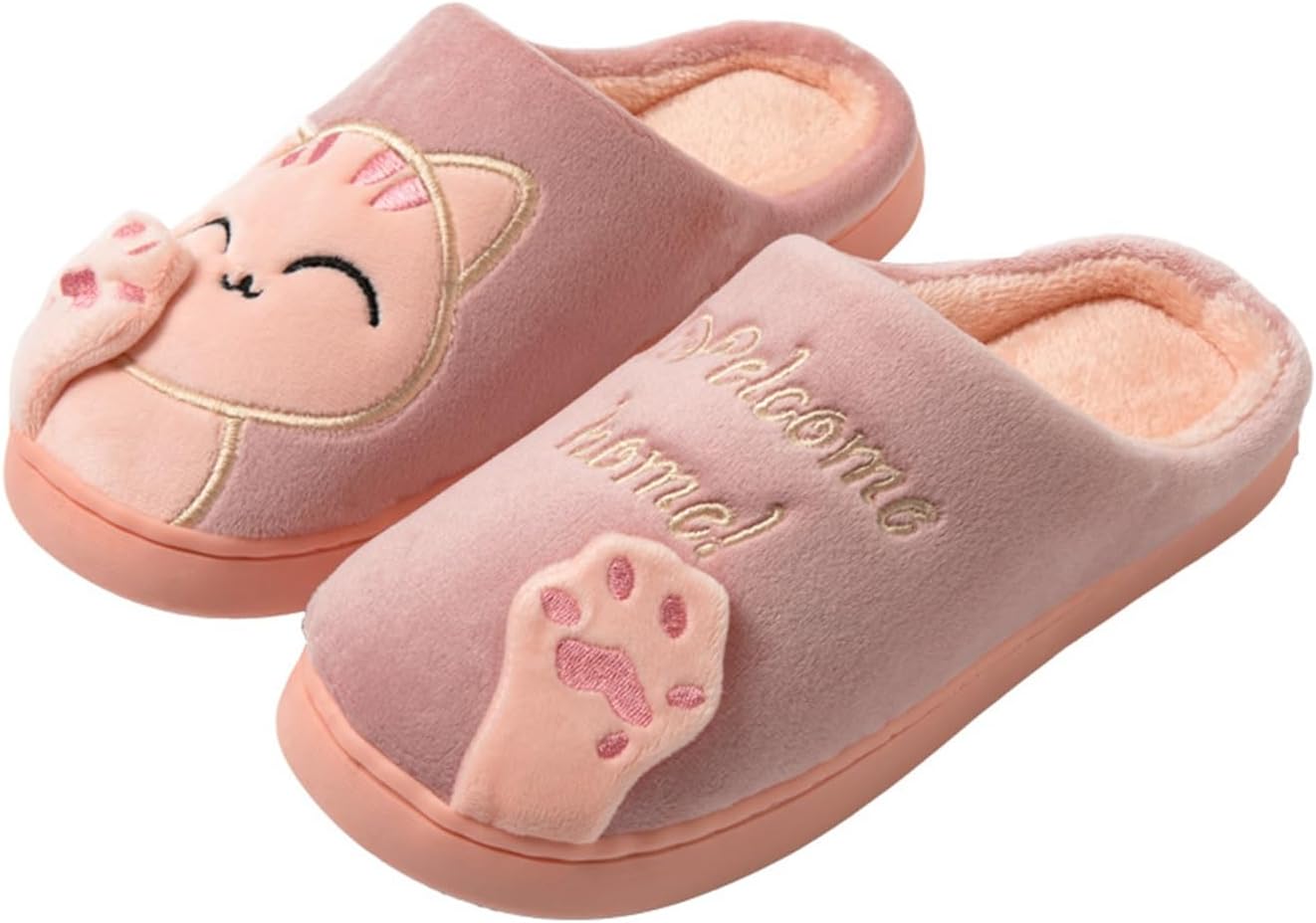 

Домашние тапочки с кошками для женщин и мужчин, зимние, для дома и улицы, плюшевые, пушистые, уютные, с теплой подошвой из пены с эффектом памяти, для спальни, сада, дома, для пары Wiretran, красный