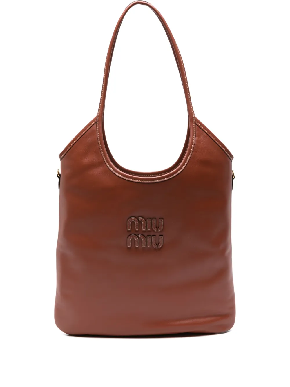 

Кожаная сумка на плечо с логотипом MIU MIU, коричневый