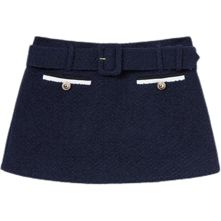 

Твидовые шорты-юбка для автопортрета Self-portrait, синий