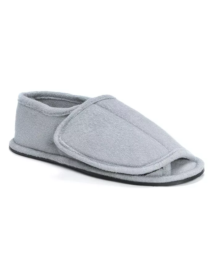 

Мужские махровые шлепанцы с открытым носком на липучке MUK LUKS, серый