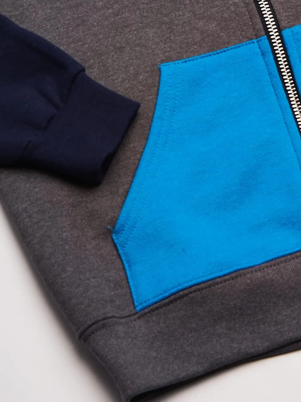 Спортивные штаны, толстовки и худи Fruit of the Loom для мальчиков, Full Zip - Charcoal Heather/Navy — фото 3