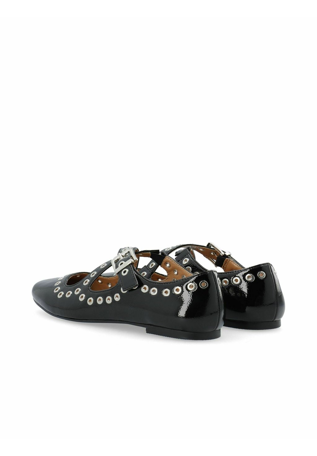 Балетки с ремешком на щиколотке BIALILJA CROSS MARY JANE STUDDED Bianco, черный — фото 4