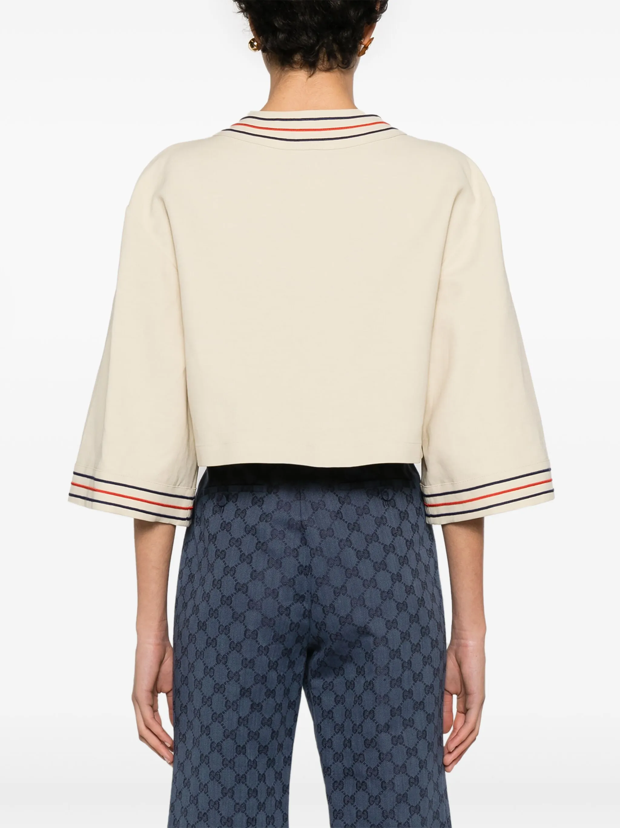 Укороченный кардиган с аппликацией Anchor Gucci, бежевый — фото 4