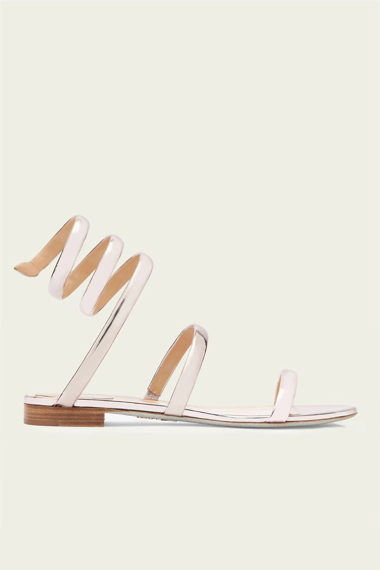 Women's Cleo Mirrored Flat Sandal In Rose Gold Rene' Caovilla