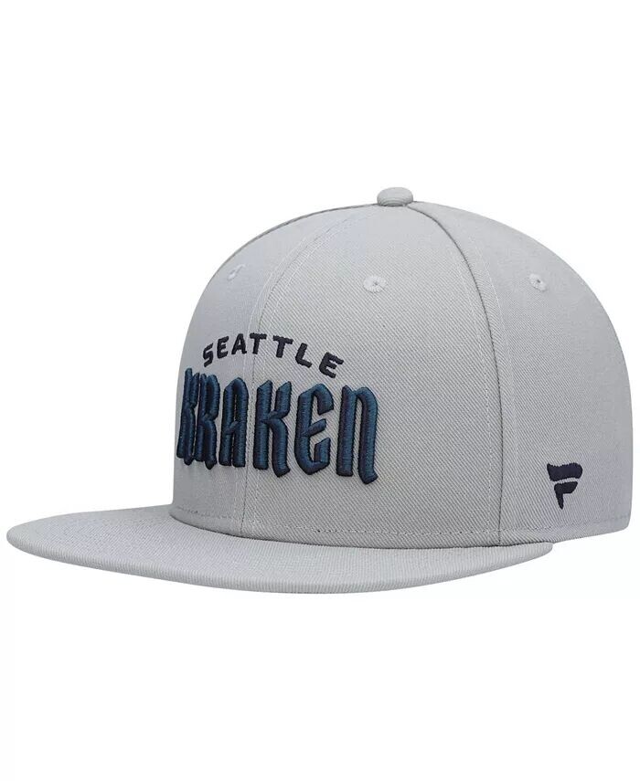 

Мужская серая кепка Snapback с логотипом Seattle Kraken Wordmark Fanatics