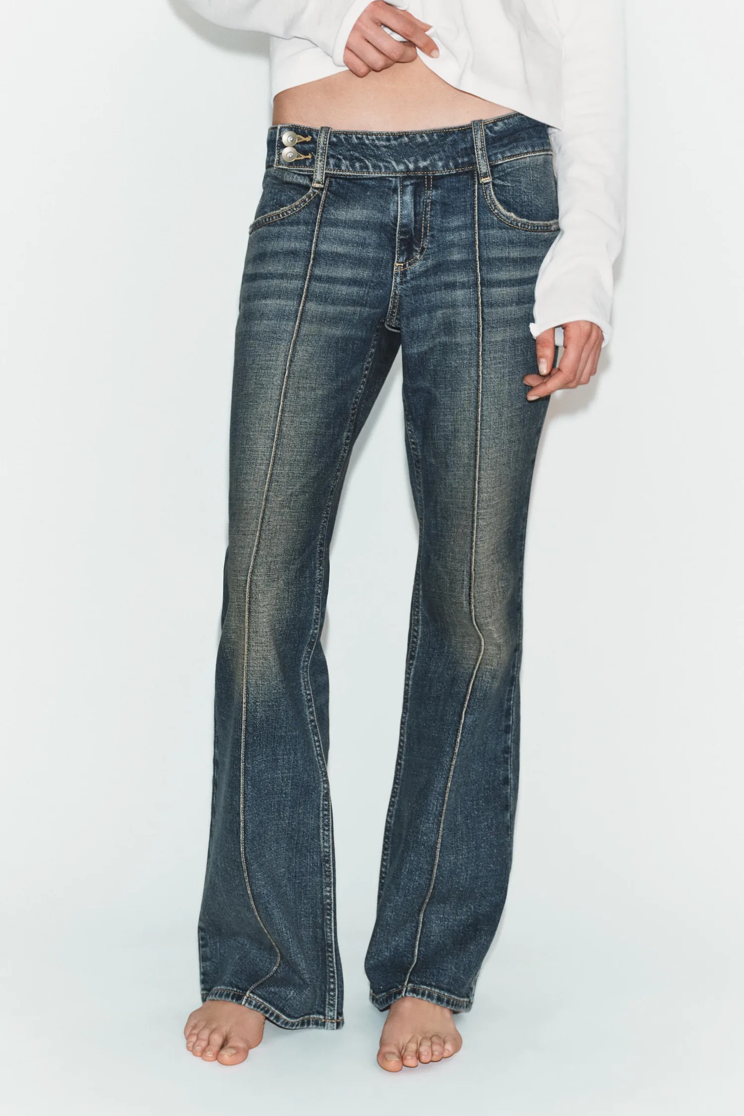 Джинсы Zara Trf Low-rise Bootcut, темно-синий