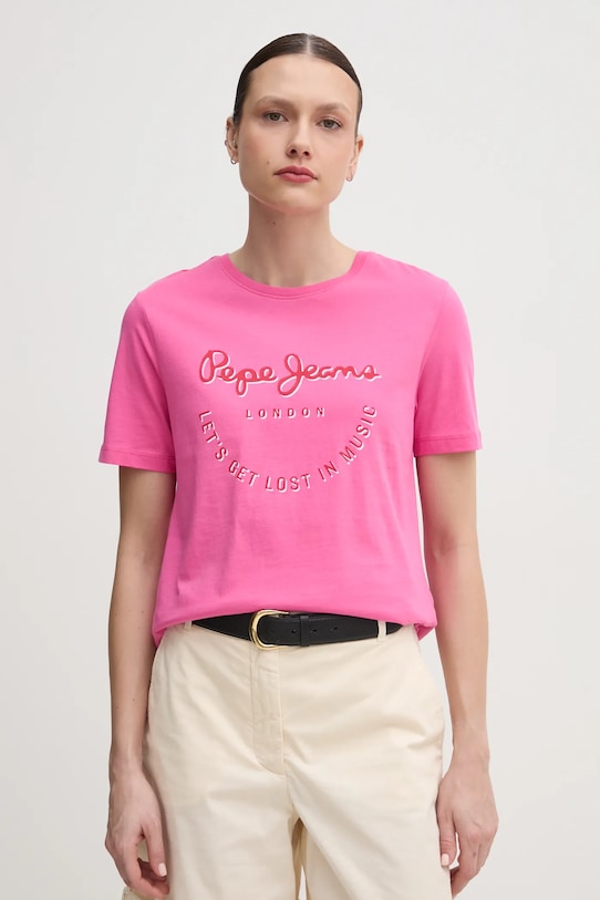 

Хлопковая футболка RUMER Pepe Jeans, розовый