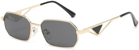 

Модные солнцезащитные очки прямоугольной формы для женщин и мужчин, солнцезащитные очки для активного отдыха, путешествий, защиты от ультрафиолета UV400 MTZJH, Gold Grey